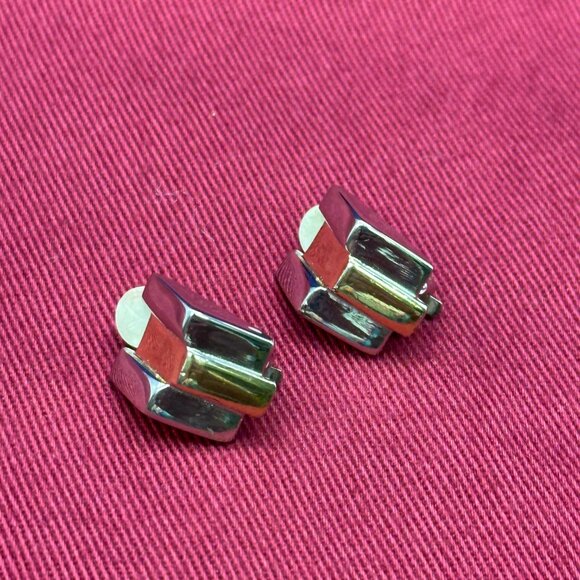 Givenchy VTG Two-Tone Silver/Gold-Tone Clip-On Earrings - Picture 5 of 15